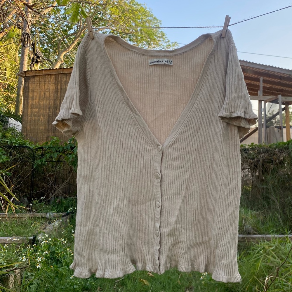 Abercrombie and Fitch Short-Sleeve Ruffle Cardigan